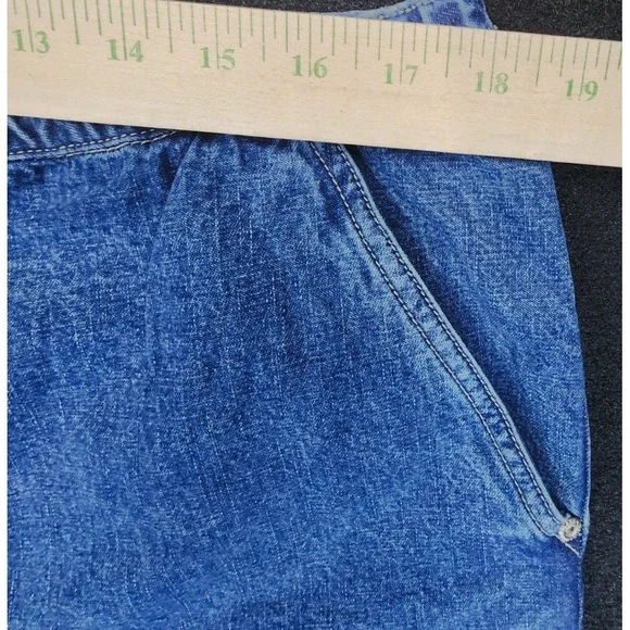 VTG Bill Blass Jean Women PL Blue Denim Elastic Waist Drawstring Utility Pockets - Picture 5 of 9
